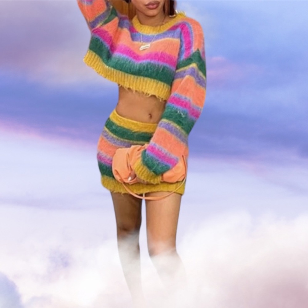 Colorful striped 2 piece set